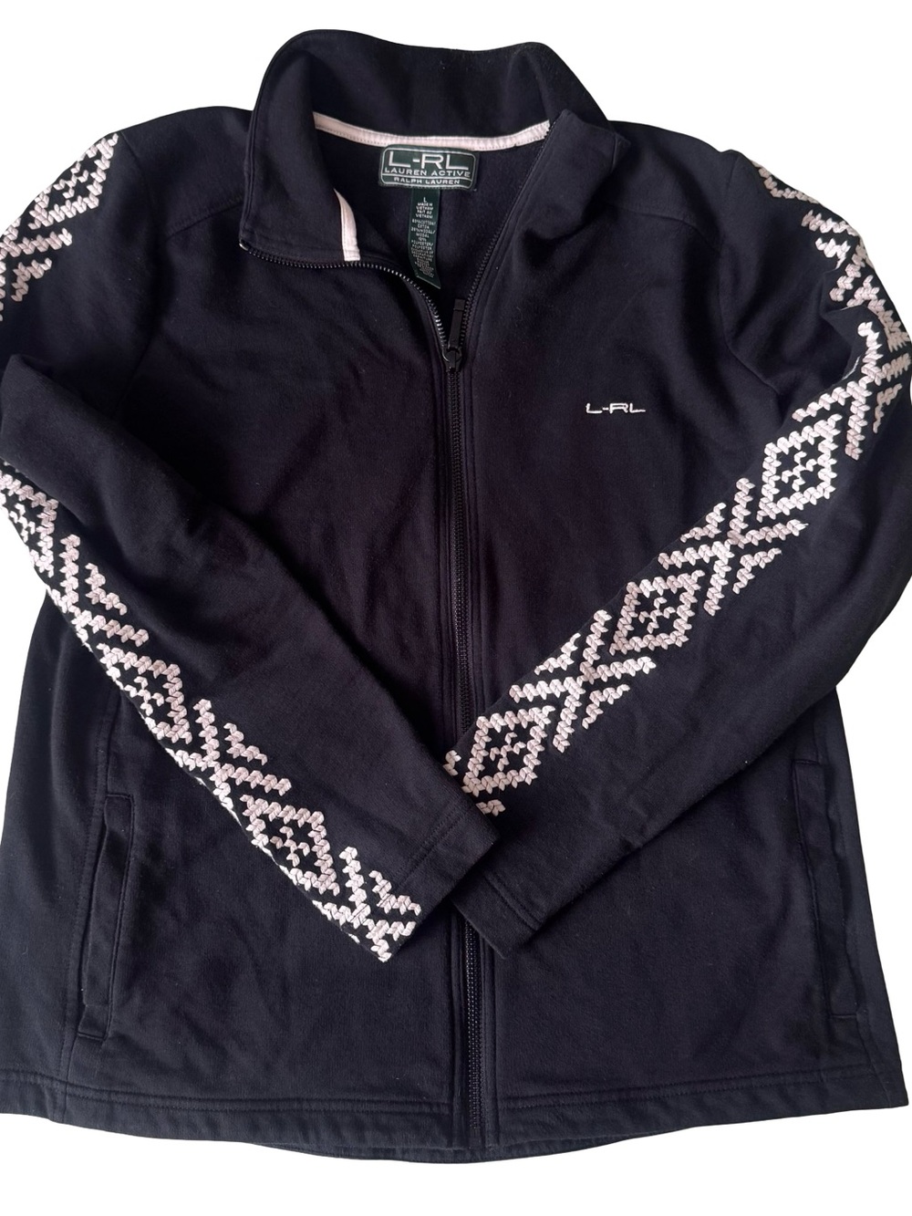 Lauren Active Ralph Lauren Women’s Black Full Zip Track Jacket Geometric Size L